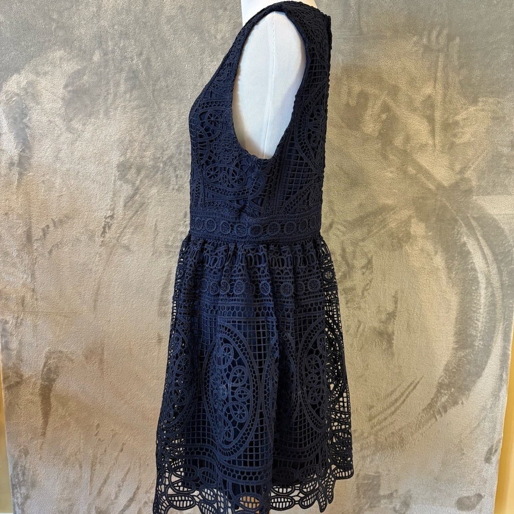 Miami Lace Boho Bohemian Sleeveless Midnight Blue Dress Sz L - Picture 8 of 12